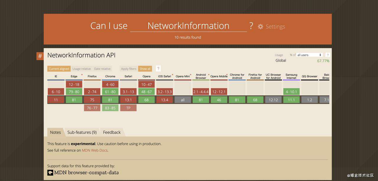 网络信息 API 实现自适应能力